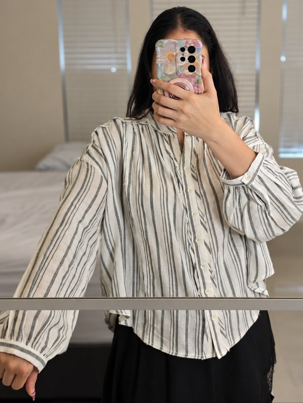 Classic Black & White Striped Button-Down Shirt